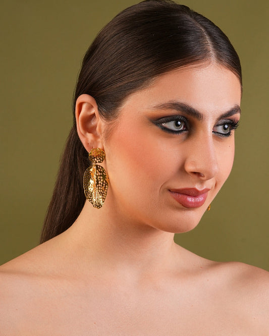 Golden Coral Bloom Earrings