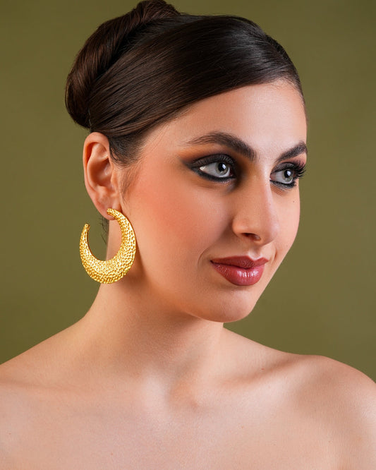 Sun-etched Crescent Hoops