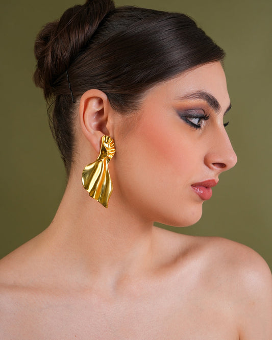 Golden Drape Sculptural Earrings