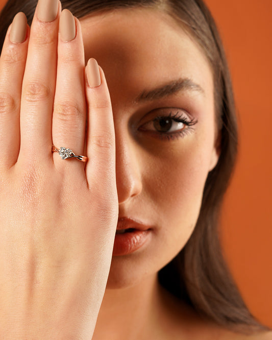 Radiance Heart Solitaire Moissanite Ring