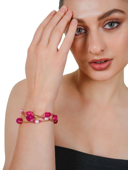 Rosé Agate & Pearl Bracelet