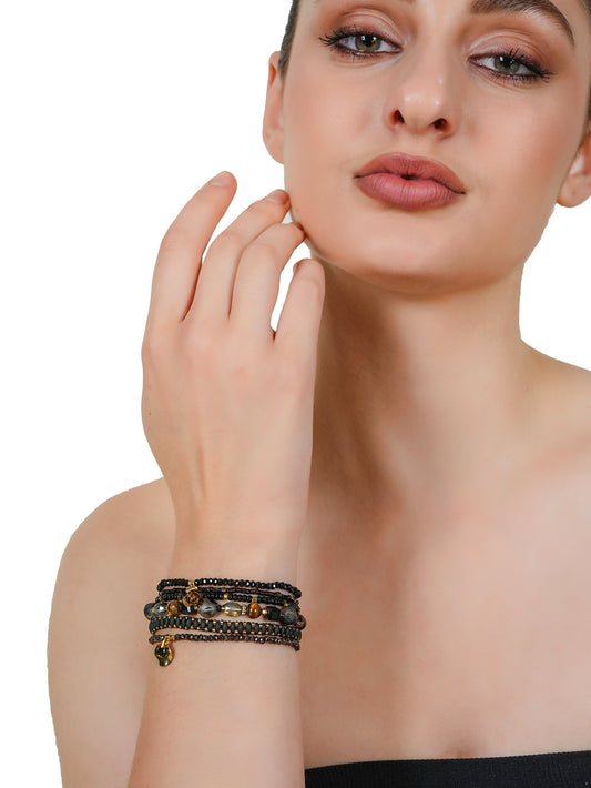 Noir Luxe Beaded Bracelet Set