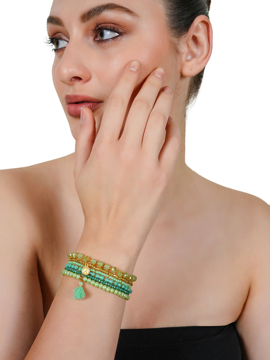 Meadow Mint Beaded Bracelet Set