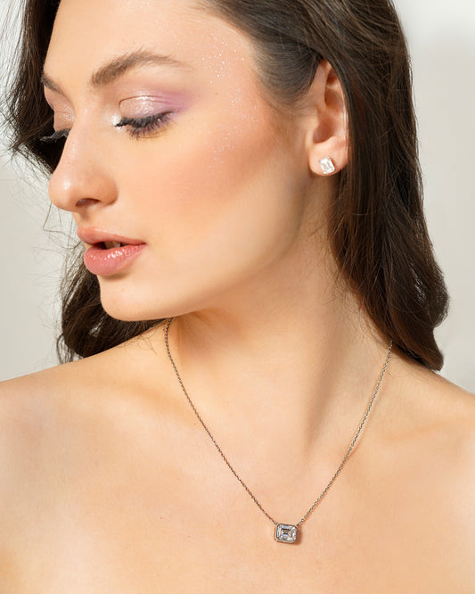 Emerald-Cut Moissanite Solitaire Necklace