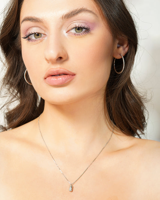 Sleek Silver Capsule Pendant Necklace