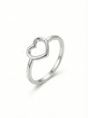 BASRAA 925 Sterling Silver Open Heart Ring