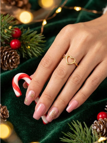 BASRAA 925 Sterling Silver Open Heart Ring