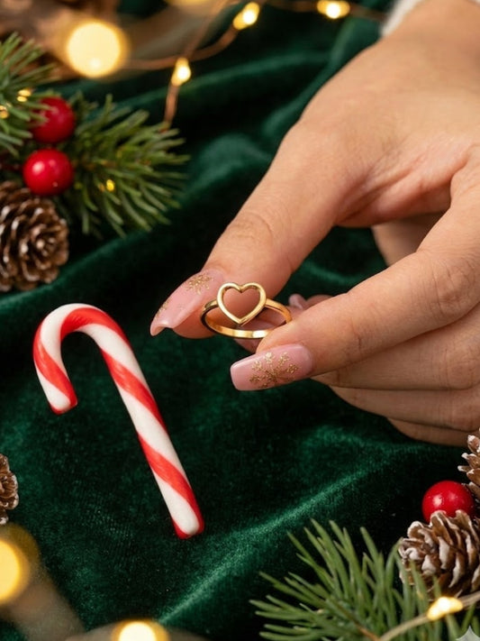 BASRAA 925 Sterling Silver Open Heart Ring