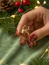 BASRAA 92.5 Sterling Silver Reindeer Motif Gold Plated Ring