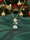 Basraa 92.5 Sterling Silver Star & Moon Pearl Pendant Necklace