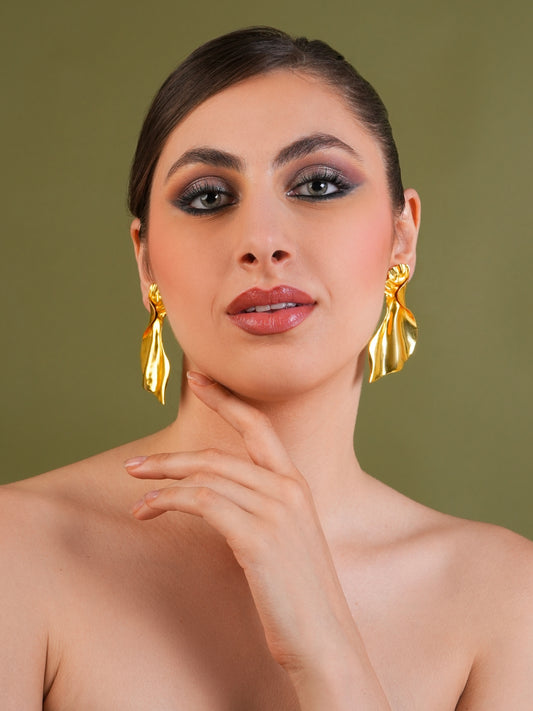 Golden Drape Sculptural Earrings