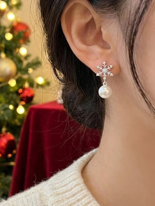 Basraa 92.5 Sterling Silver Snowflake Pearl Pendant