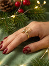 BASRAA 92.5 Sterling Silver Reindeer Motif Gold Plated Ring