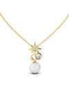 Basraa 92.5 Sterling Silver Star & Moon Pearl Pendant Necklace