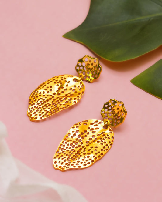 Golden Coral Bloom Earrings