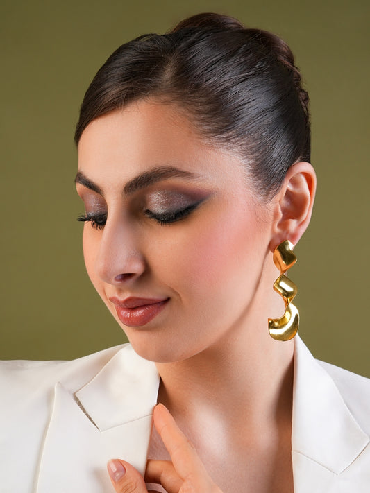 Golden Ripple Flow Earrings