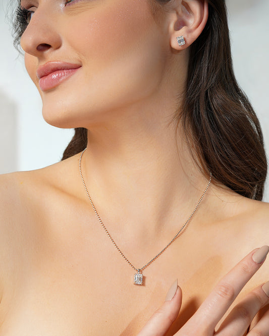 Solitaire Emerald Moissanite Pendant