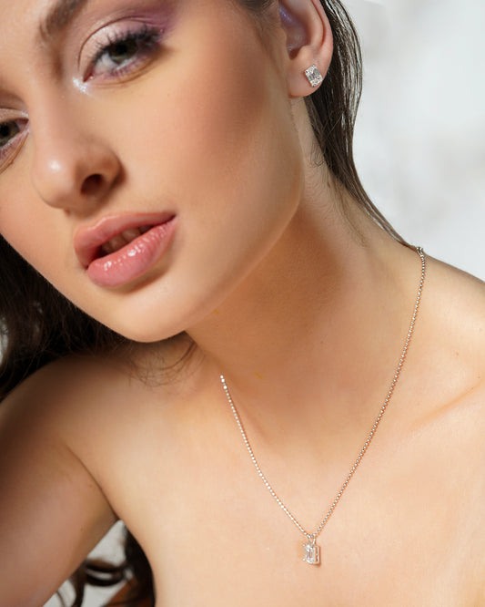 Solitaire Emerald Moissanite Pendant