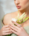 Radiant Rose Triple Moissanite Ring