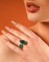 Radiant Emerald Double-Teardrop Ring