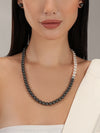 Dual-Tone Elegance Pearl Necklace – Black & White Harmony