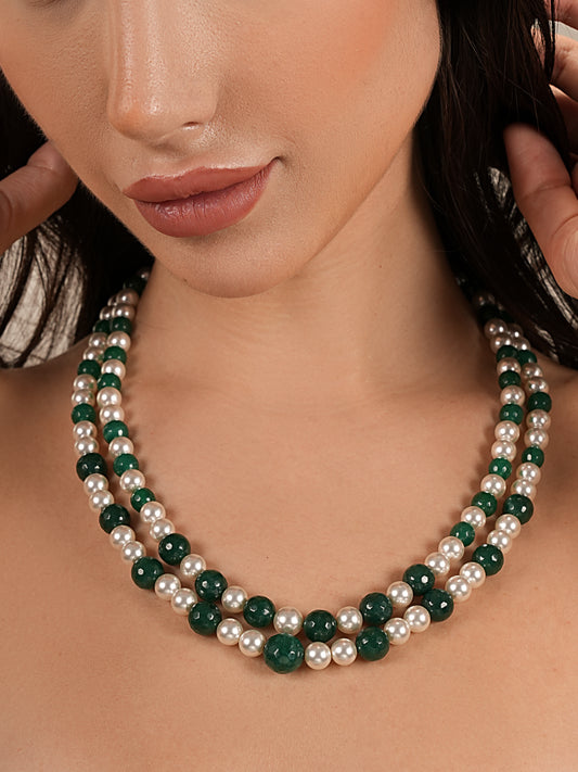 Basraa Jade Radiance Dual-Layer Pearl Necklace