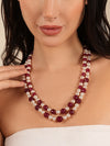 Basraa Ruby Red Jade Radiance Dual-Layer Pearl Necklace