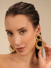 Dual Circle Textured Gold-Plated Statement Earrings – Basraa Luxe Edition