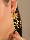Golden Bloom Floral Drop Earrings – 18K Gold Plated Statement Jewelry