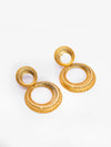 Dual Circle Textured Gold-Plated Statement Earrings – Basraa Luxe Edition