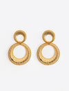 Dual Circle Textured Gold-Plated Statement Earrings – Basraa Luxe Edition