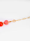 Sunset Orange Agate Beaded Necklace with Gold-Plated Chain – Basraa Gemstone Collection