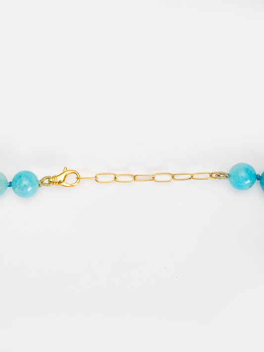 Ocean Blue Agate Beaded Necklace
