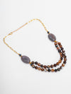 Dual-Layer Brown Agate Beaded Necklace with Smoky Quartz Accents – Basraa Natural Stone Collection