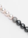 Dual-Tone Elegance Pearl Necklace – Black & White Harmony