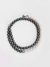Dual-Tone Elegance Pearl Necklace – Black & White Harmony