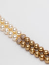 Golden Basraa Pearl Dual-Layer Necklace – White & Gold Luxe Edition