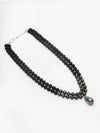 Black Lava Stone & Pyrite Layered Necklace with Shell Pearl Pendant – Basraa Luxe Collection