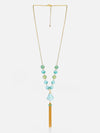 Aqua Green Agate Tassel Necklace – Gold-Plated Chain Statement Jewelry by Basraa