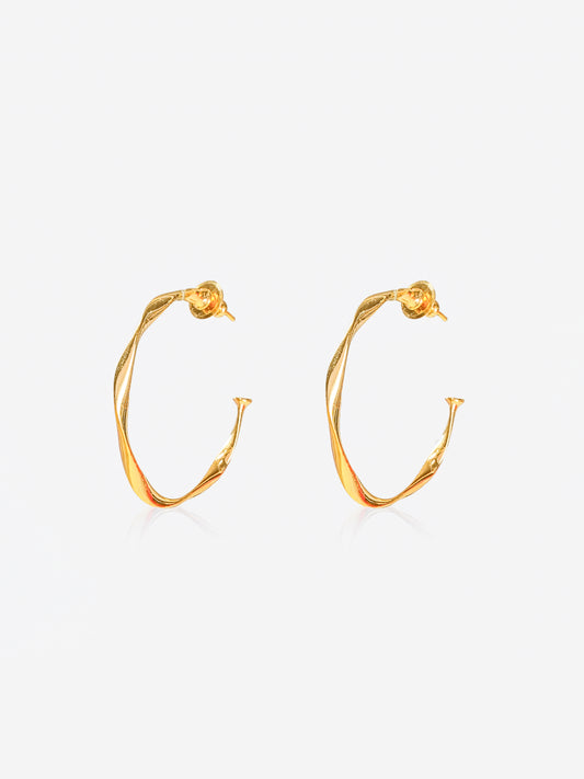 Twisted Gold-Plated Hoop Earrings – Elegant Minimal Statement Design by Basraa