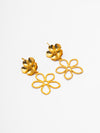Golden Bloom Floral Drop Earrings – 18K Gold Plated Statement Jewelry