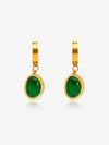 Emerald Green Aura Drop Earrings – 18K Gold-Plated Stone Dangles