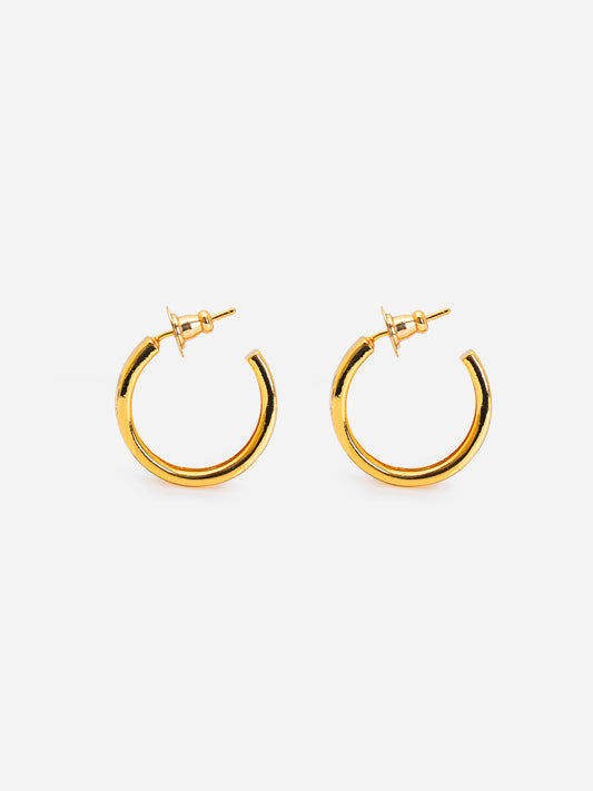 Golden Luxe Hoop Earrings – 18K Gold-Plated Minimal Hoops