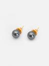 Basraa Golden Black Pearl Stud Earrings