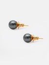 Basraa Golden Black Pearl Stud Earrings