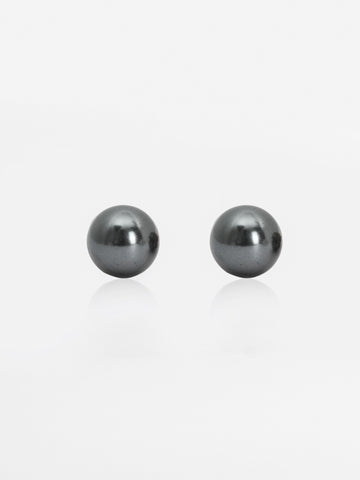 Basraa Golden Black Pearl Stud Earrings