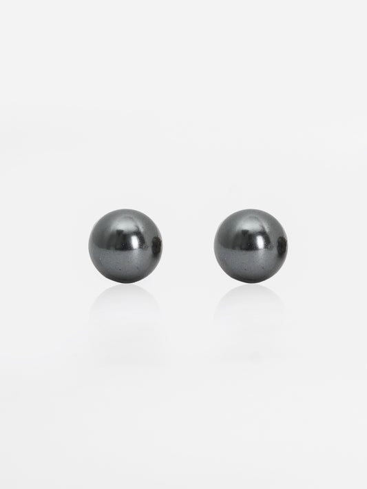 Basraa Golden Black Pearl Stud Earrings