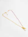 Basraa Pearl Ruby Accent Charm Necklace – Dual Chain 18K Gold-Plated