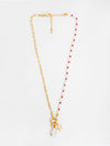 Basraa Pearl Ruby Accent Charm Necklace – Dual Chain 18K Gold-Plated