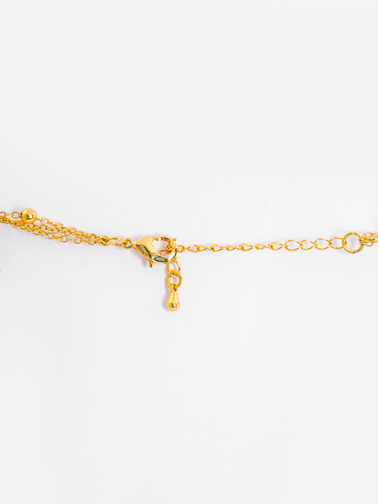 Basraa Layered Pearl & Heart Pendant Necklace in 18K Gold Finish